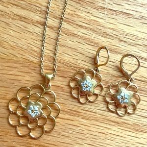 Gold and cubic necklace/earrings set